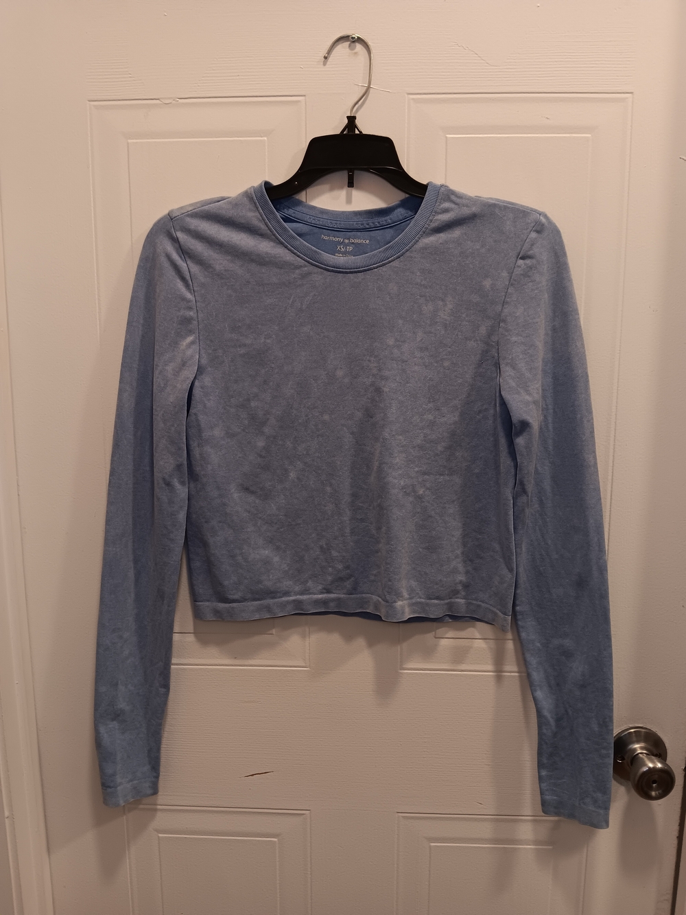 Light Blue Washed Long-Sleeve Crew Tee